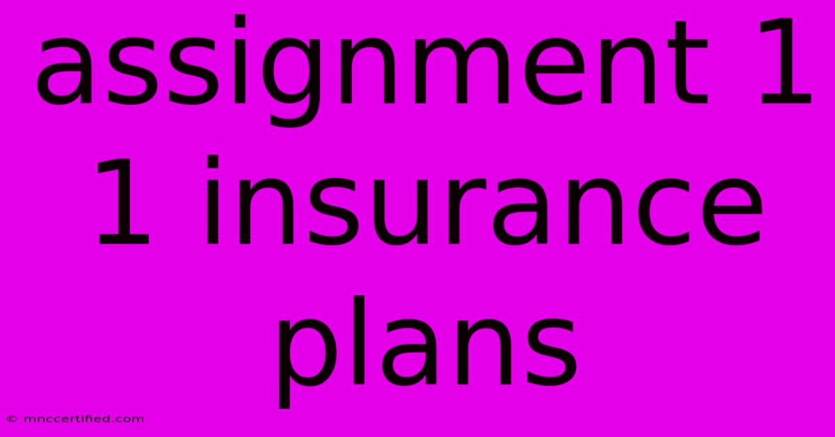 Assignment 1 1 Insurance Plans