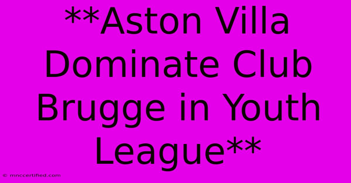 **Aston Villa Dominate Club Brugge In Youth League**