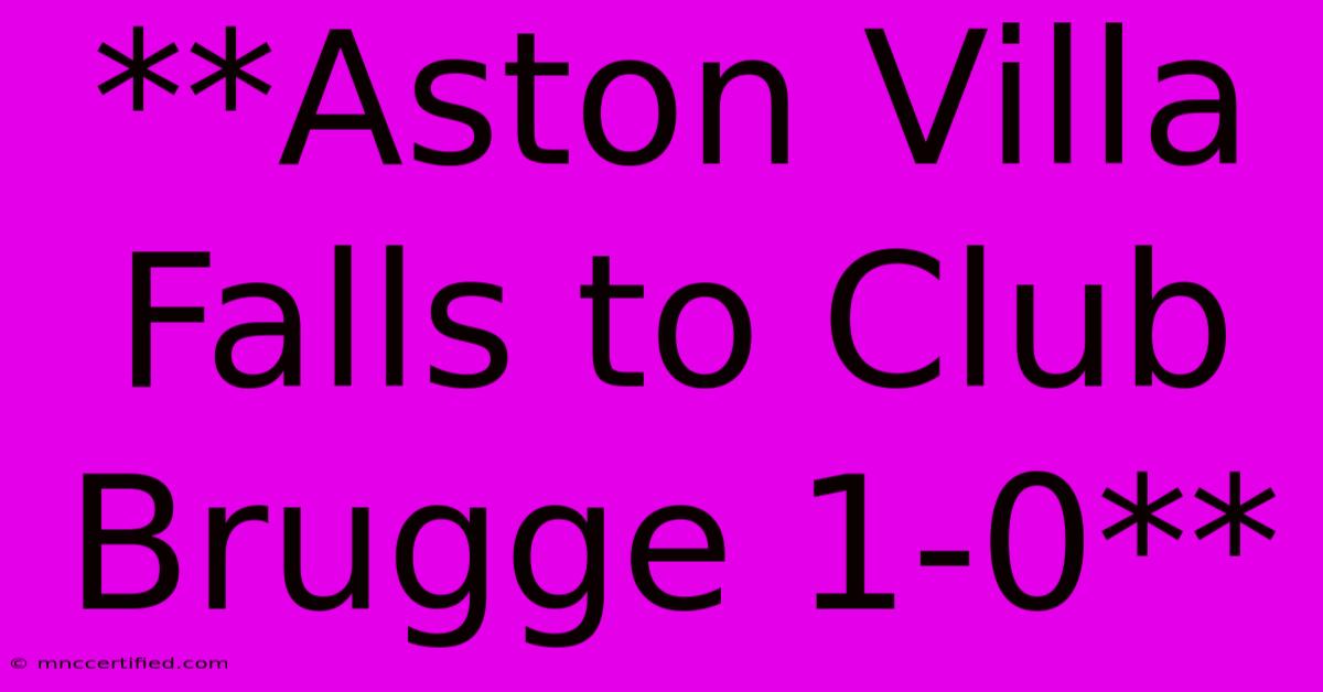 **Aston Villa Falls To Club Brugge 1-0**