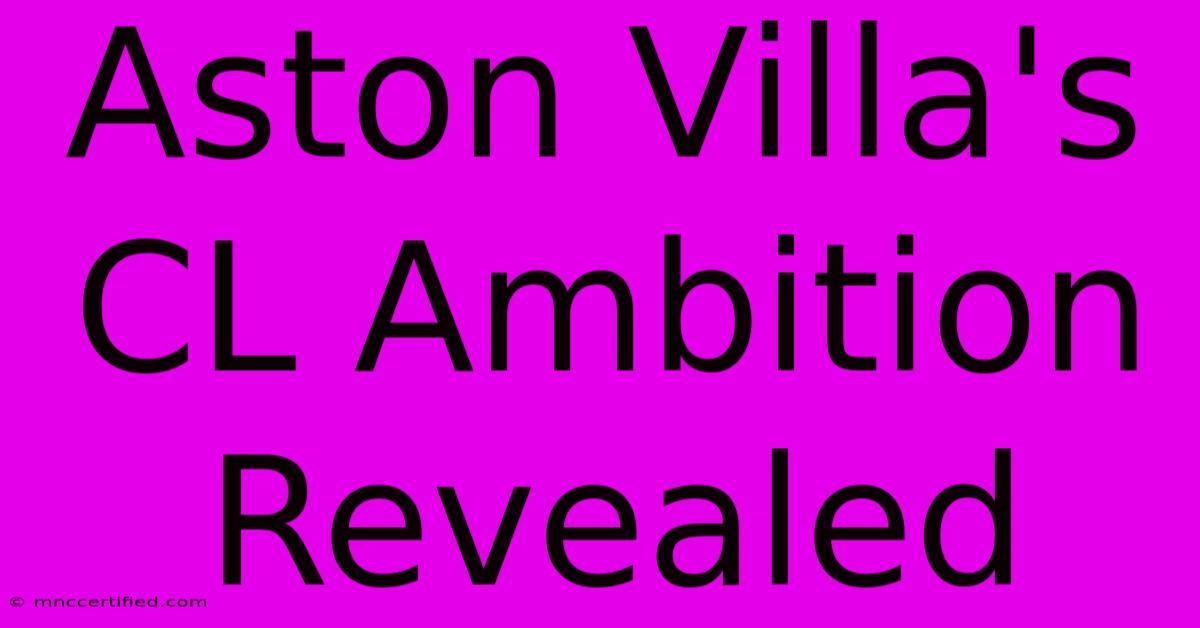 Aston Villa's CL Ambition Revealed