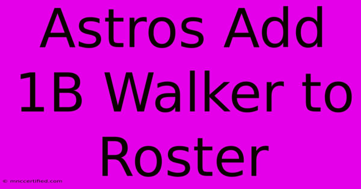 Astros Add 1B Walker To Roster