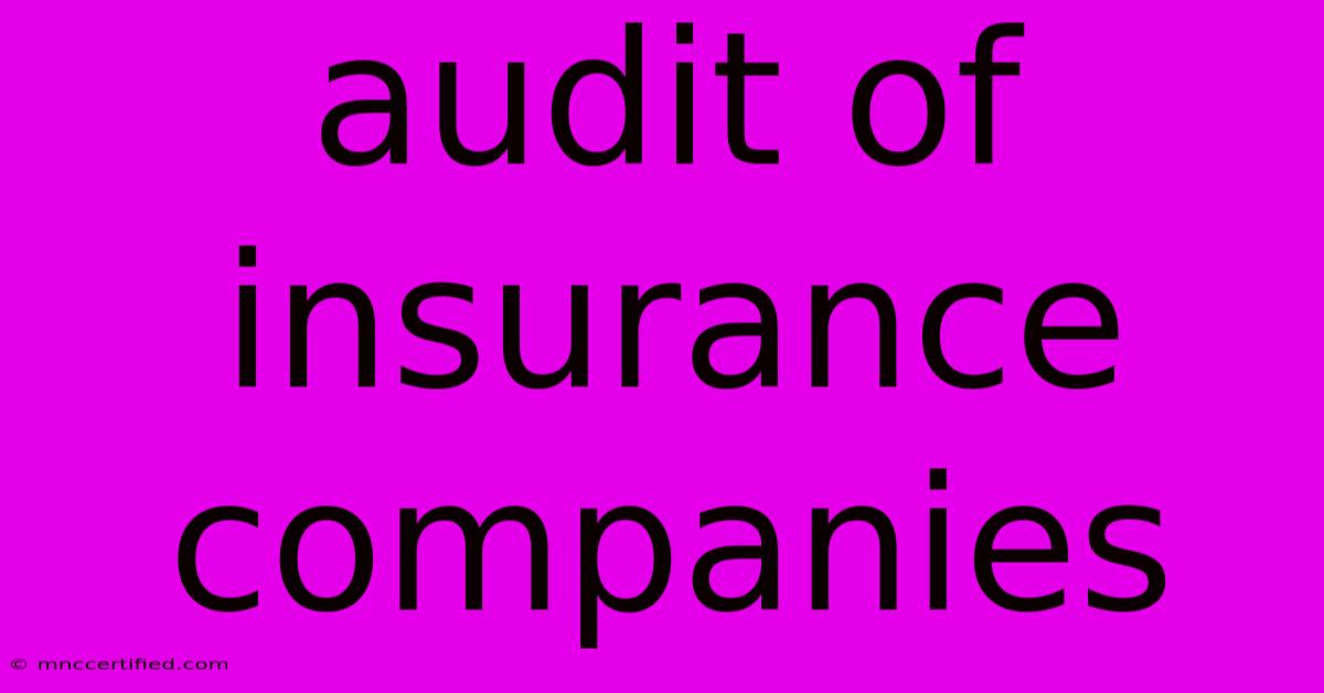 Audit Of Insurance Companies