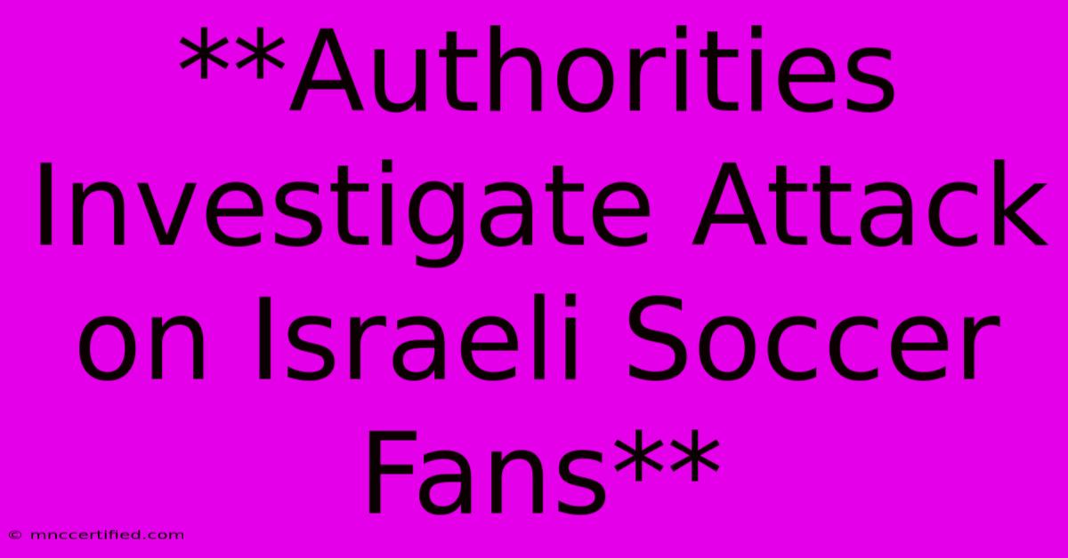 **Authorities Investigate Attack On Israeli Soccer Fans**