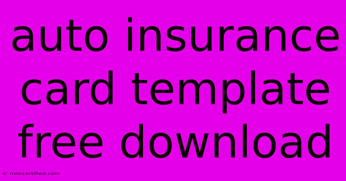 Auto Insurance Card Template Free Download