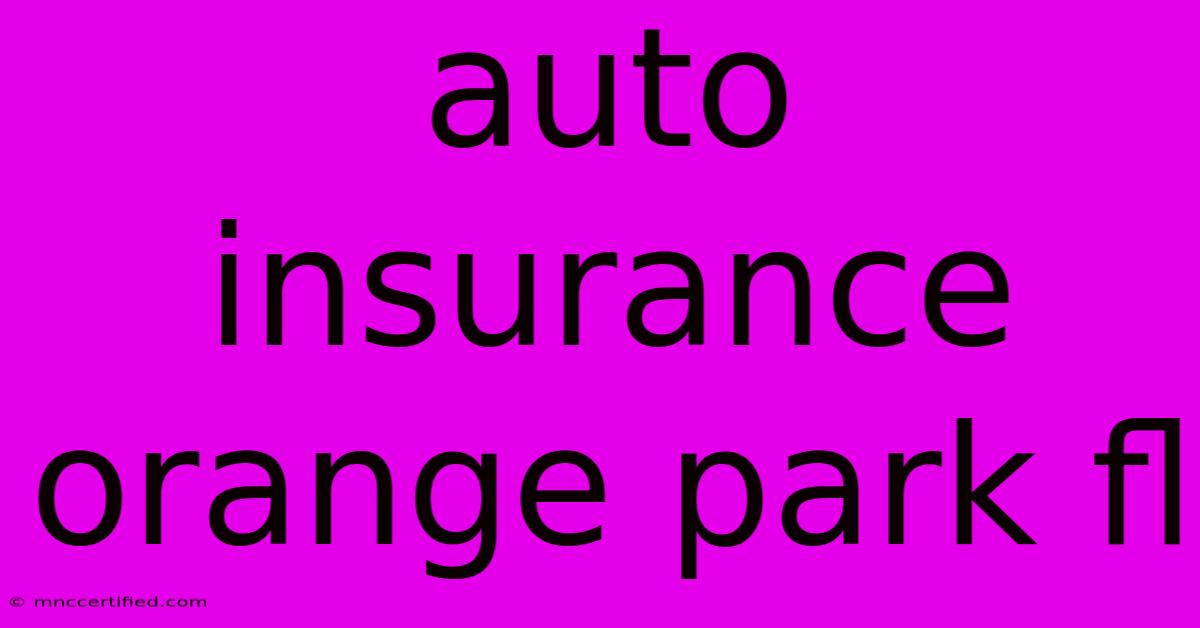 Auto Insurance Orange Park Fl