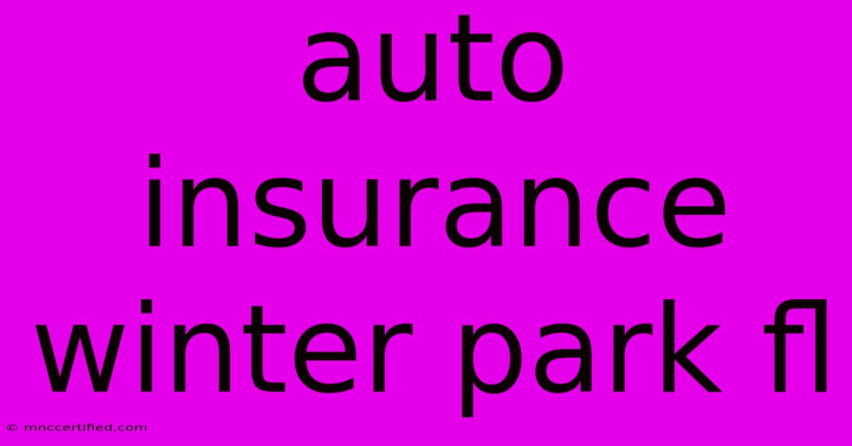 Auto Insurance Winter Park Fl