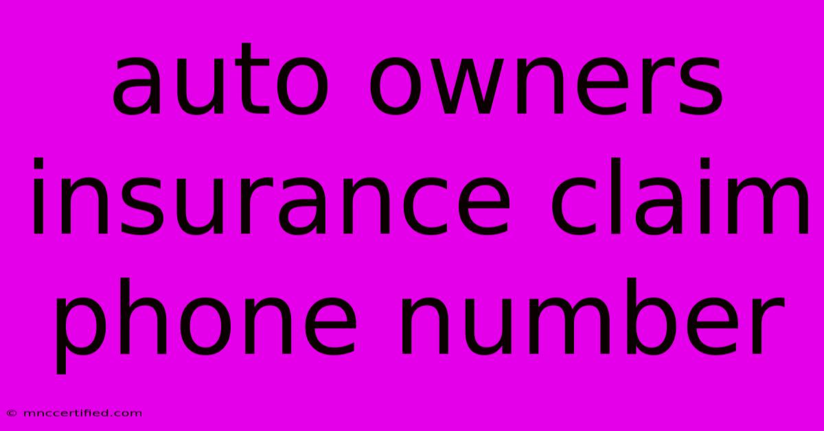 Auto Owners Insurance Claim Phone Number