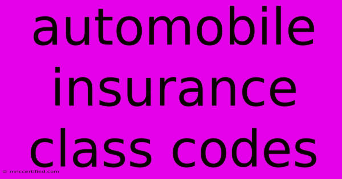 Automobile Insurance Class Codes