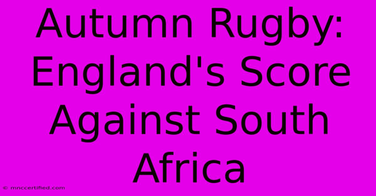 Autumn Rugby: England's Score Against South Africa