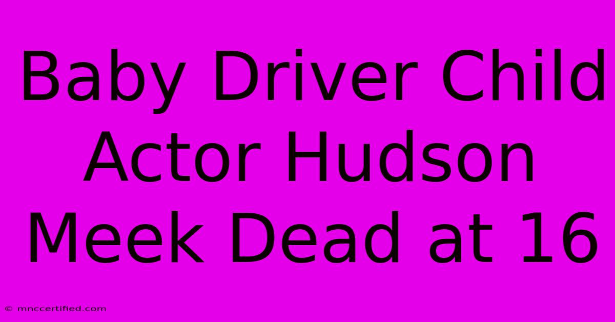 Baby Driver Child Actor Hudson Meek Dead At 16