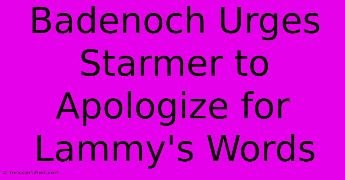 Badenoch Urges Starmer To Apologize For Lammy's Words