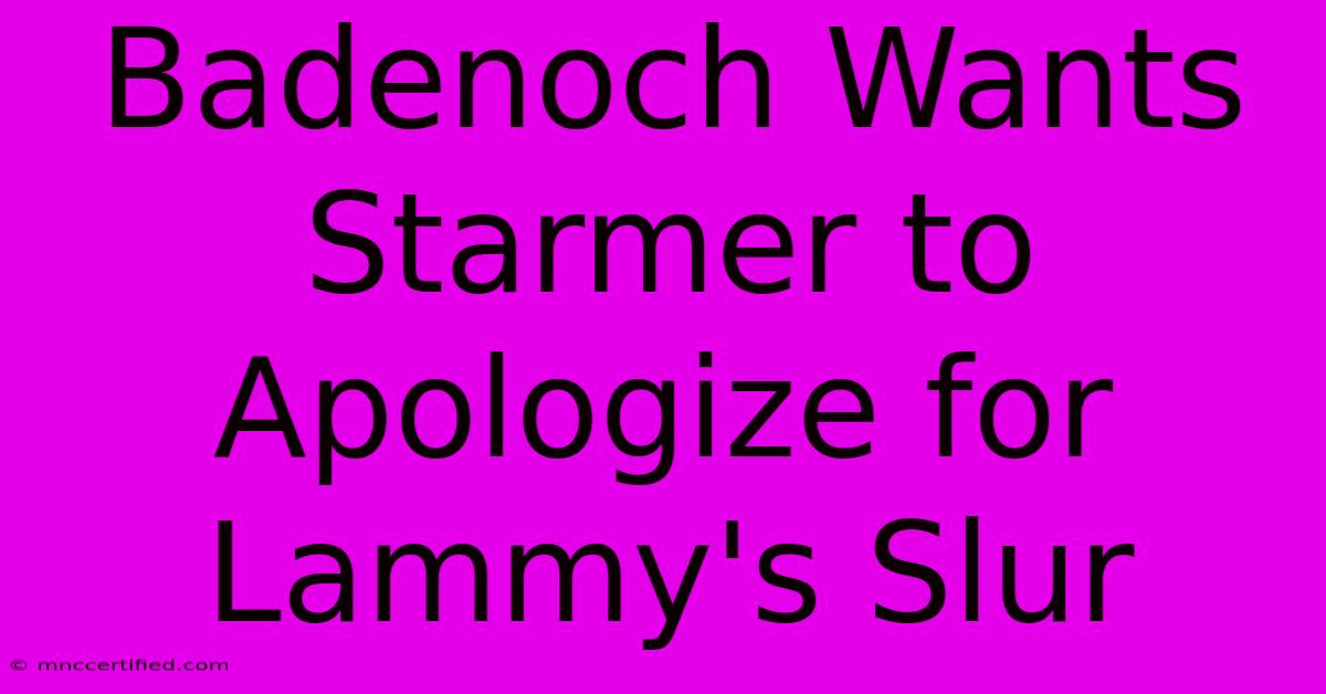 Badenoch Wants Starmer To Apologize For Lammy's Slur 