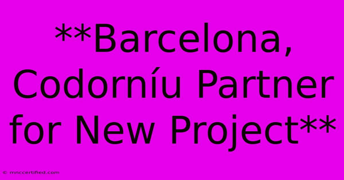 **Barcelona, Codorníu Partner For New Project** 