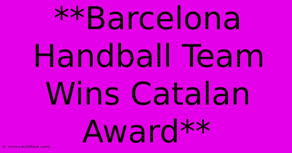 **Barcelona Handball Team Wins Catalan Award**