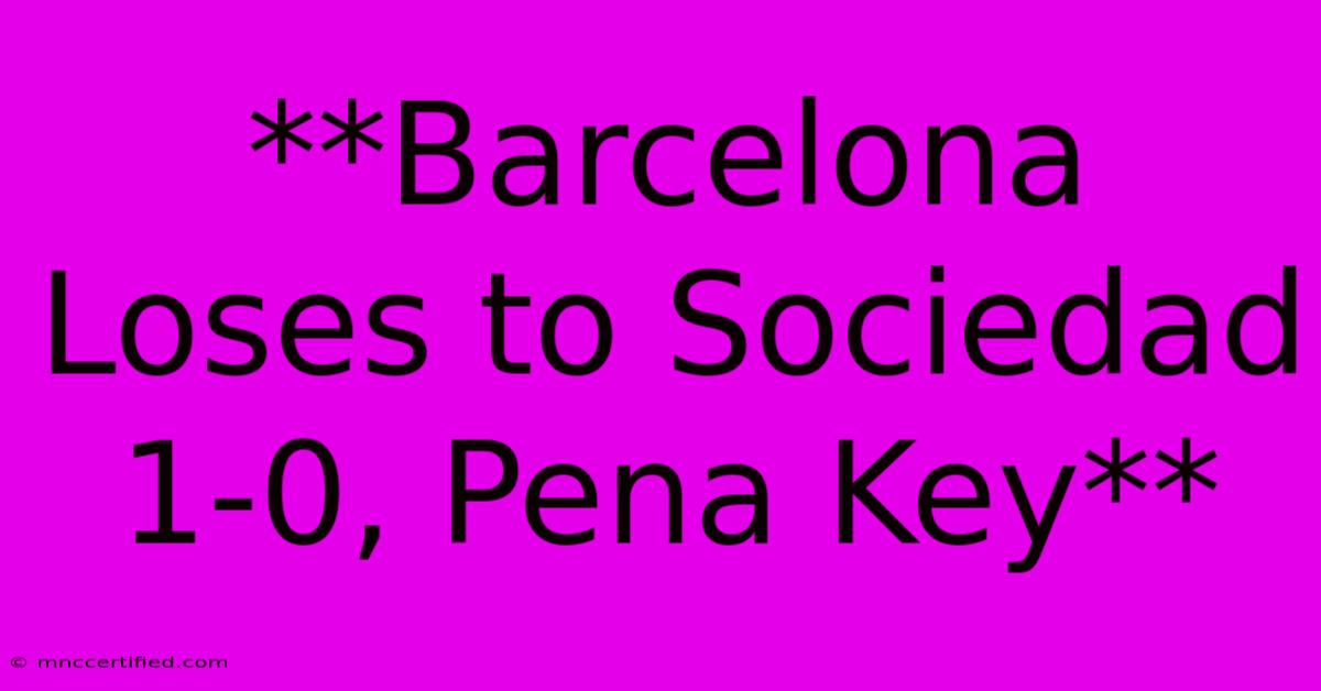 **Barcelona Loses To Sociedad 1-0, Pena Key**