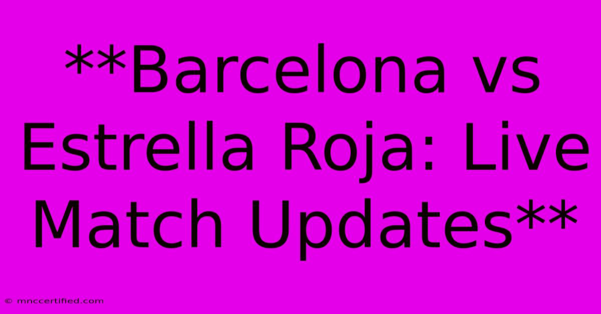 **Barcelona Vs Estrella Roja: Live Match Updates**