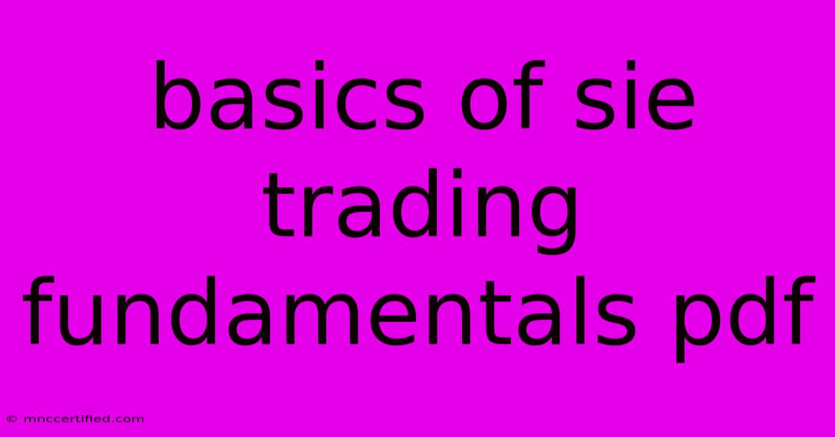 Basics Of Sie Trading Fundamentals Pdf