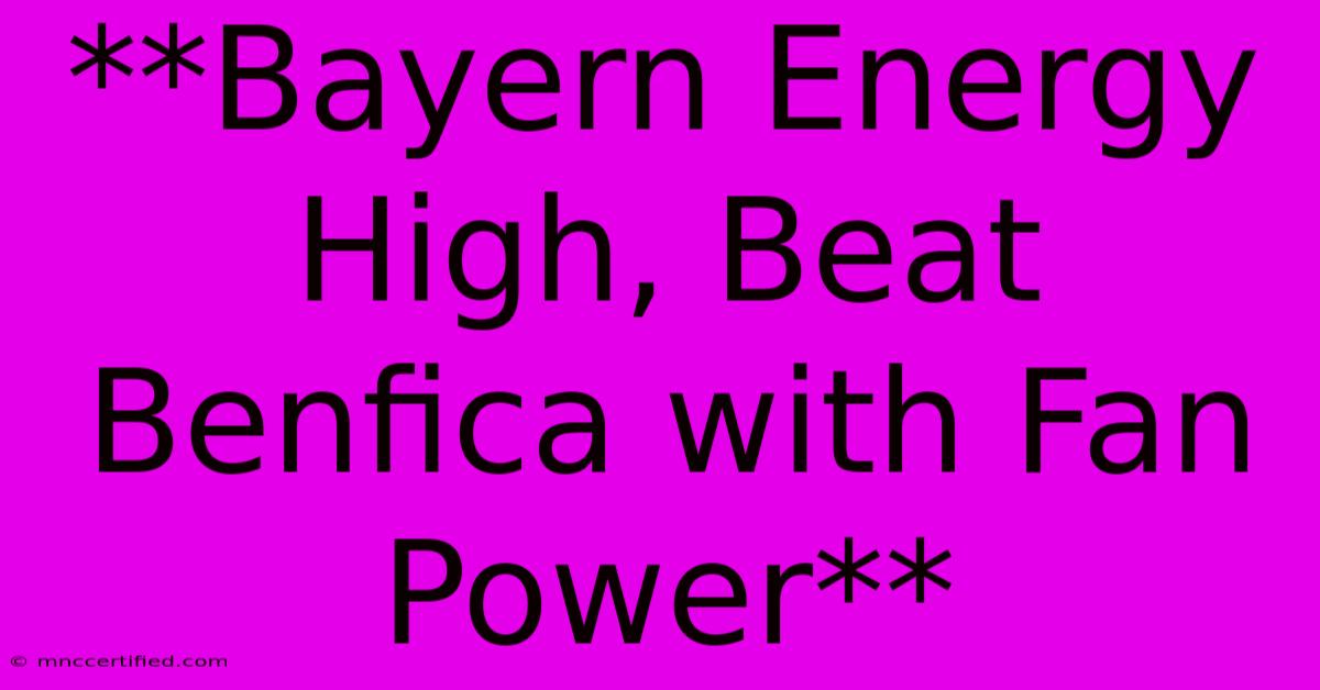 **Bayern Energy High, Beat Benfica With Fan Power**