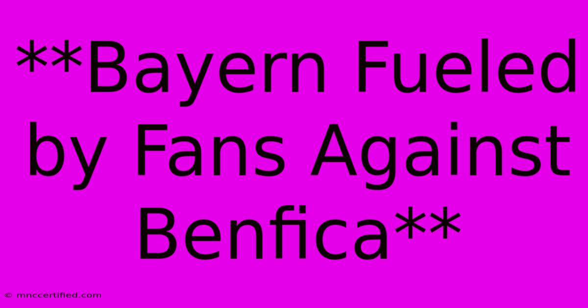 **Bayern Fueled By Fans Against Benfica** 