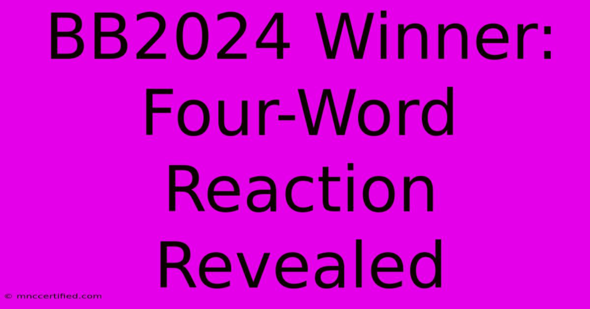 BB2024 Winner: Four-Word Reaction Revealed