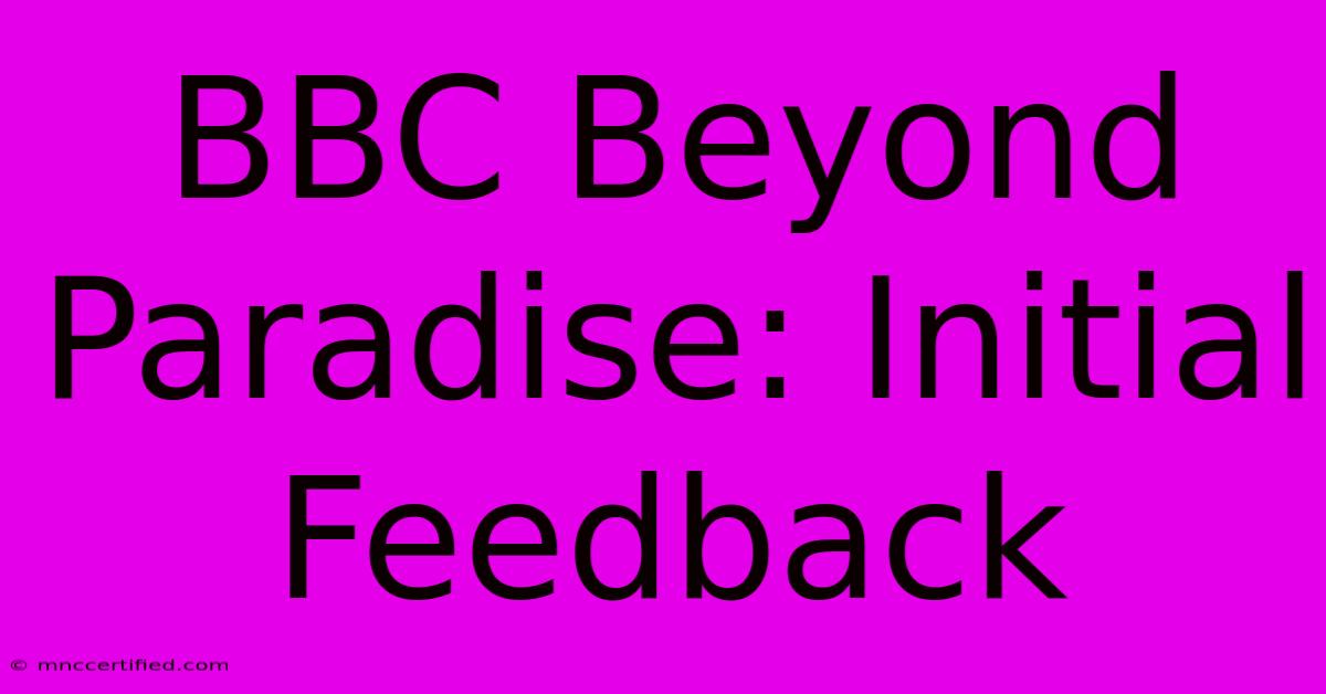 BBC Beyond Paradise: Initial Feedback