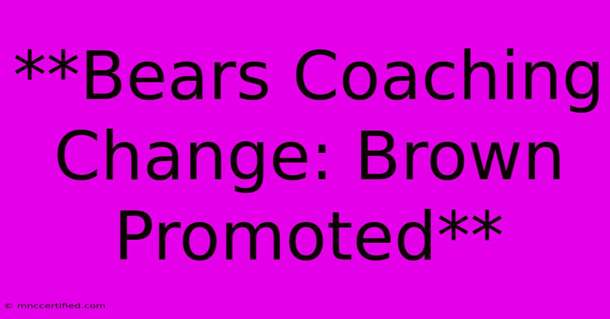 **Bears Coaching Change: Brown Promoted** 