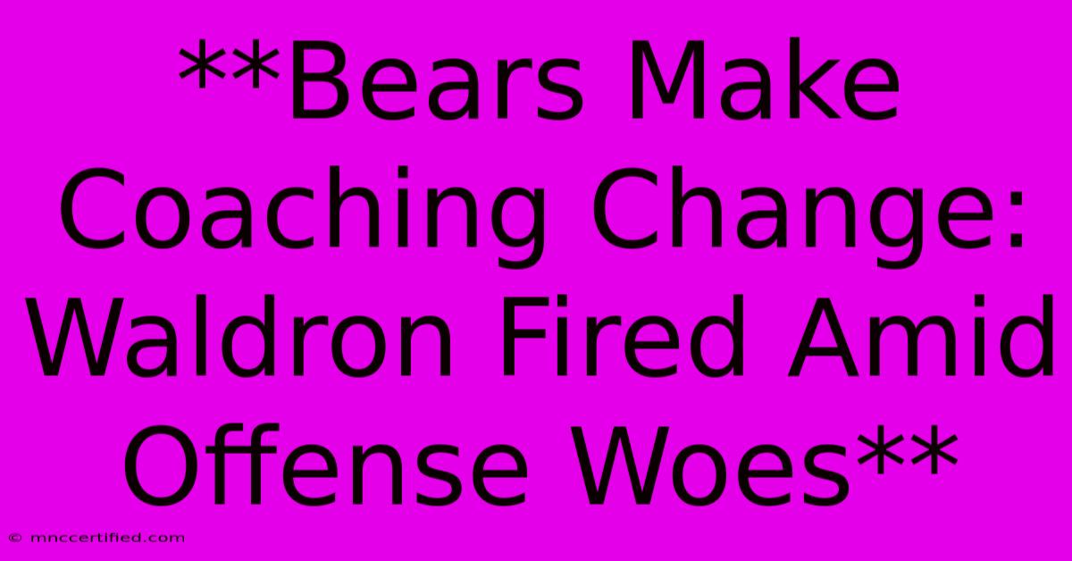 **Bears Make Coaching Change: Waldron Fired Amid Offense Woes** 