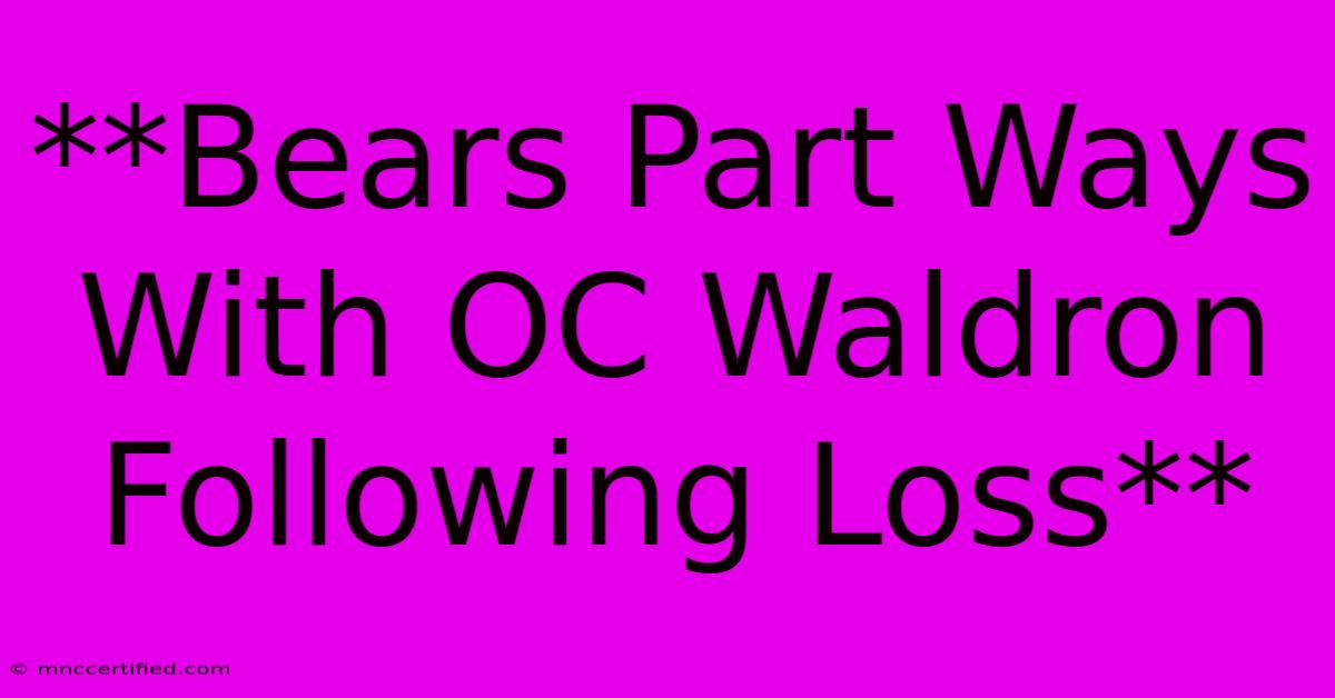 **Bears Part Ways With OC Waldron Following Loss**