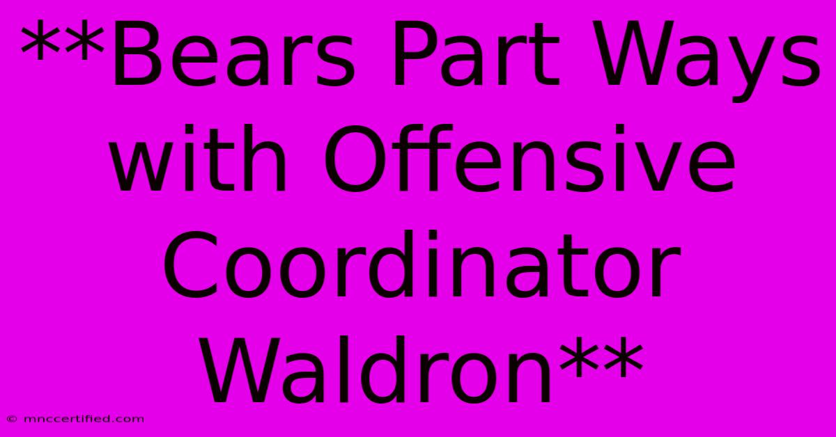 **Bears Part Ways With Offensive Coordinator Waldron**