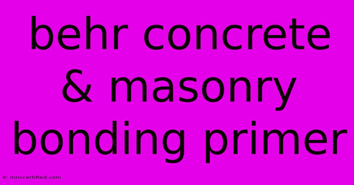 Behr Concrete & Masonry Bonding Primer