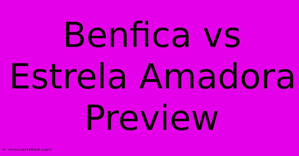 Benfica Vs Estrela Amadora Preview