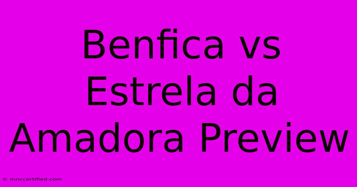 Benfica Vs Estrela Da Amadora Preview