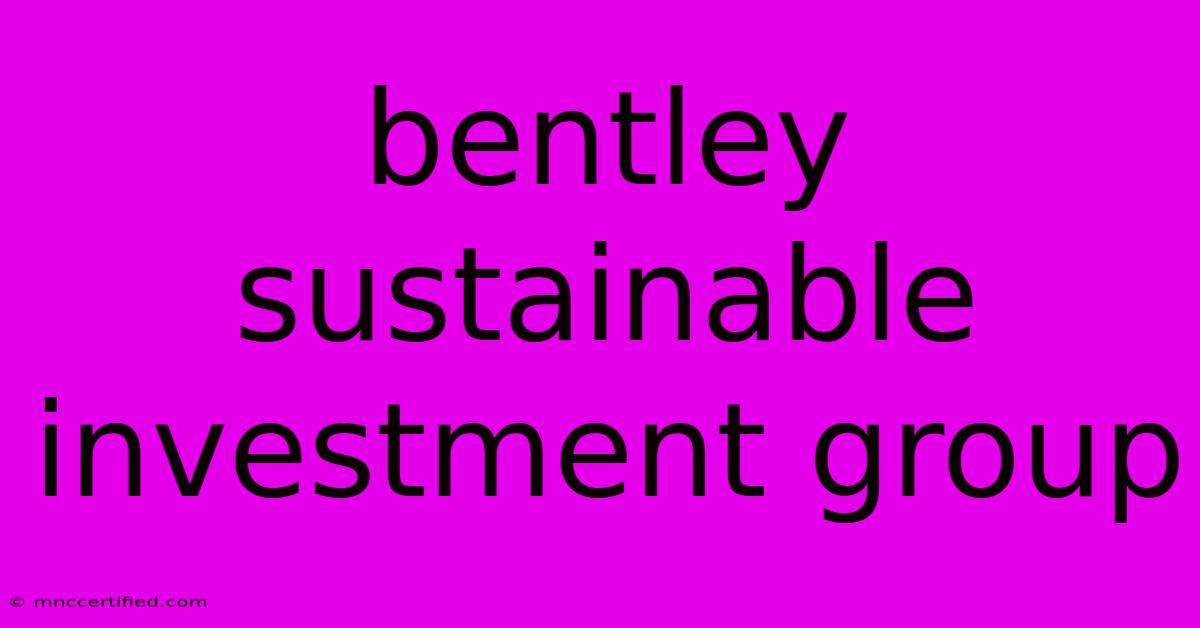 Bentley Sustainable Investment Group