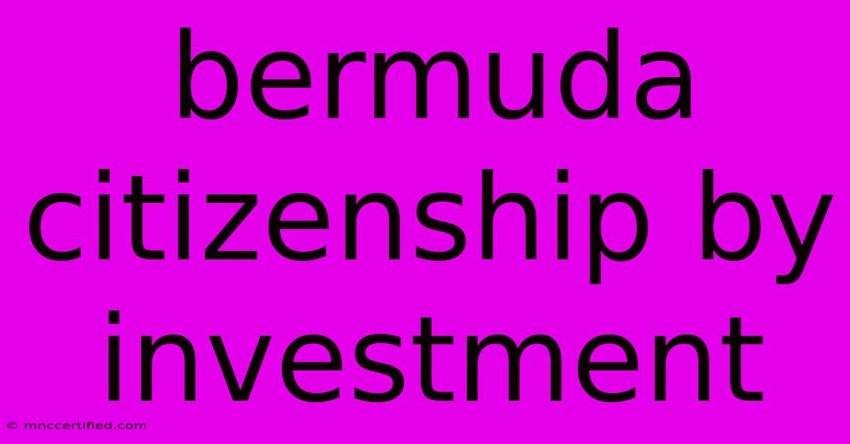 Bermuda Citizenship By Investment