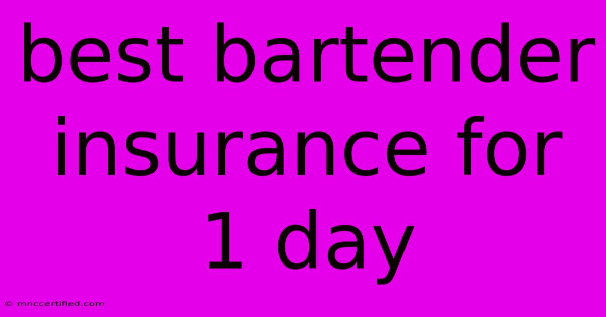 Best Bartender Insurance For 1 Day