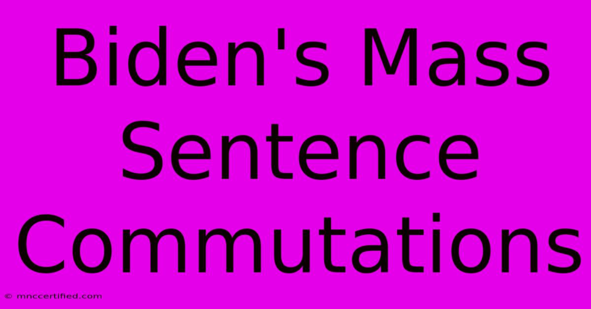 Biden's Mass Sentence Commutations