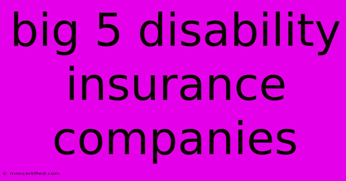 Big 5 Disability Insurance Companies