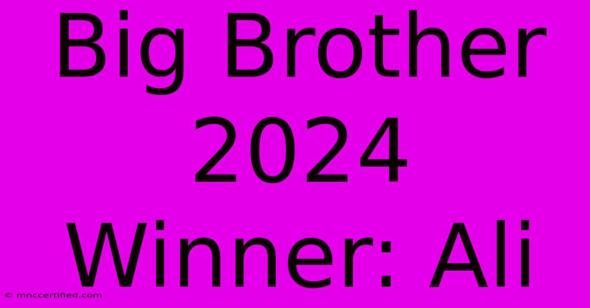 Big Brother 2024 Winner: Ali