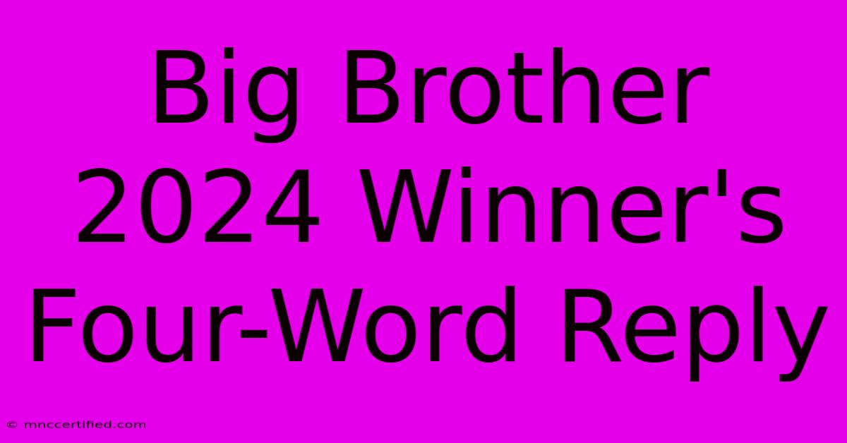 Big Brother 2024 Winner's Four-Word Reply