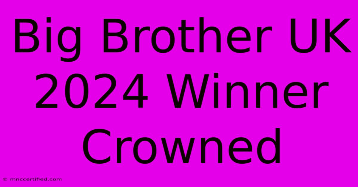 Big Brother UK 2024 Winner Crowned