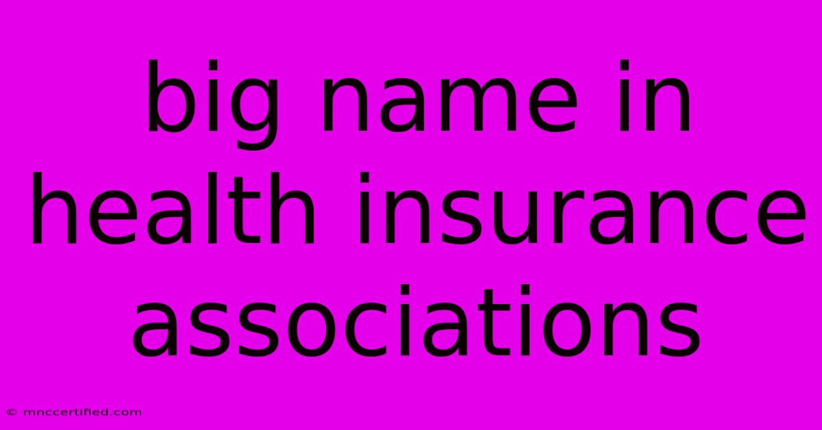 Big Name In Health Insurance Associations