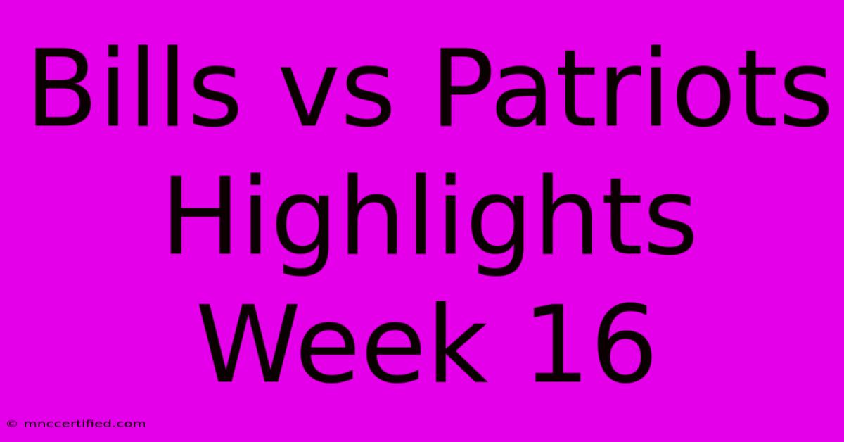 Bills Vs Patriots Highlights Week 16