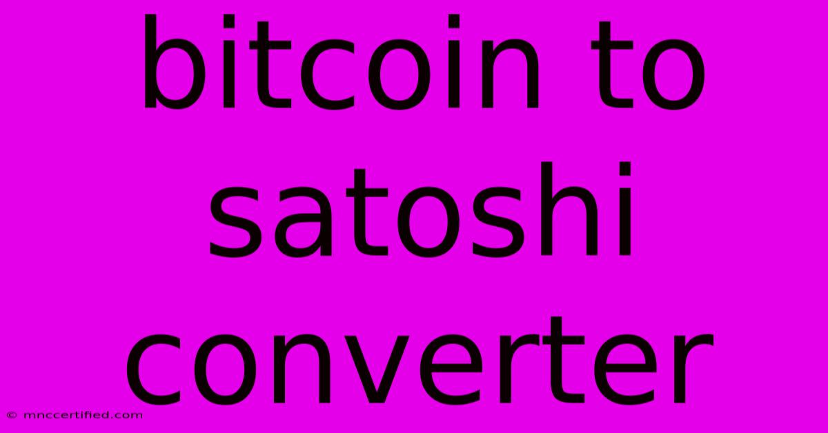 Bitcoin To Satoshi Converter