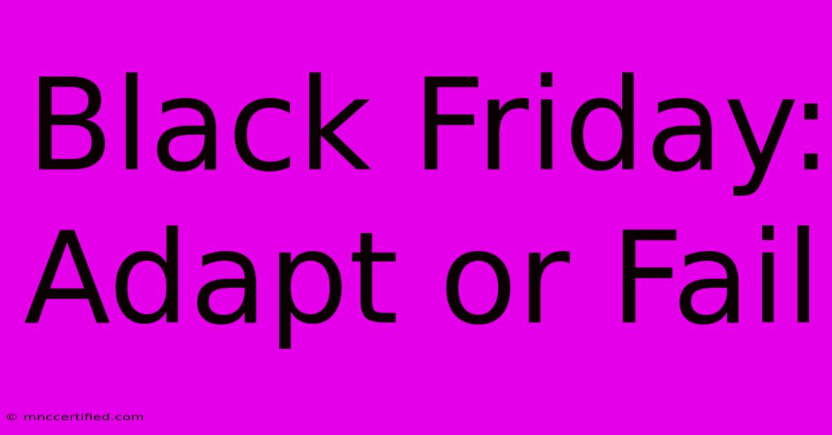 Black Friday: Adapt Or Fail