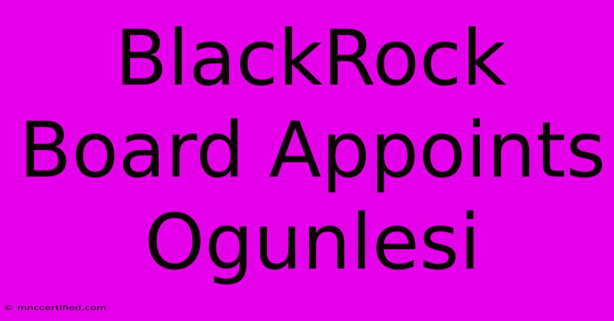 BlackRock Board Appoints Ogunlesi