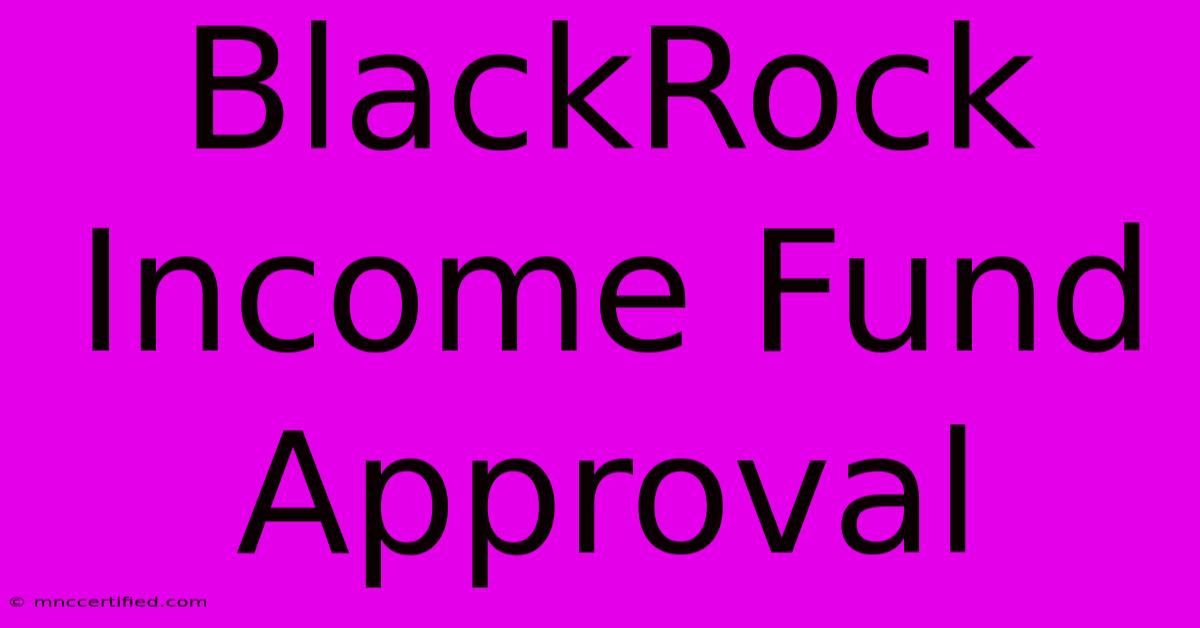 BlackRock Income Fund Approval