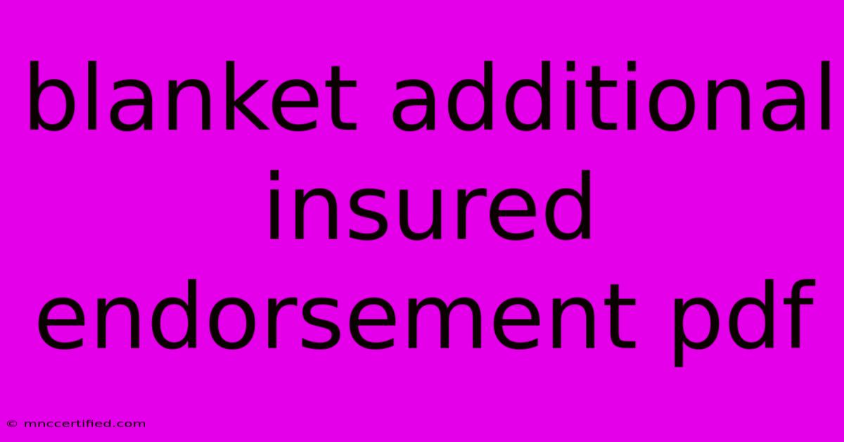 Blanket Additional Insured Endorsement Pdf