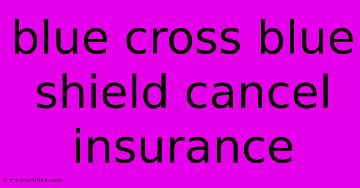 Blue Cross Blue Shield Cancel Insurance