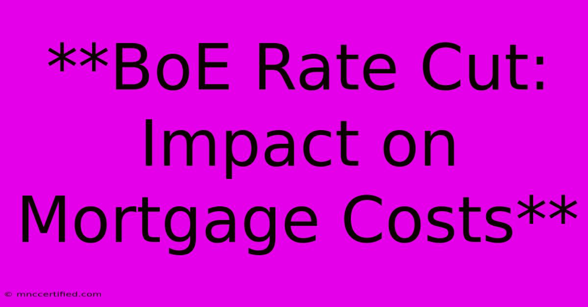 **BoE Rate Cut: Impact On Mortgage Costs**