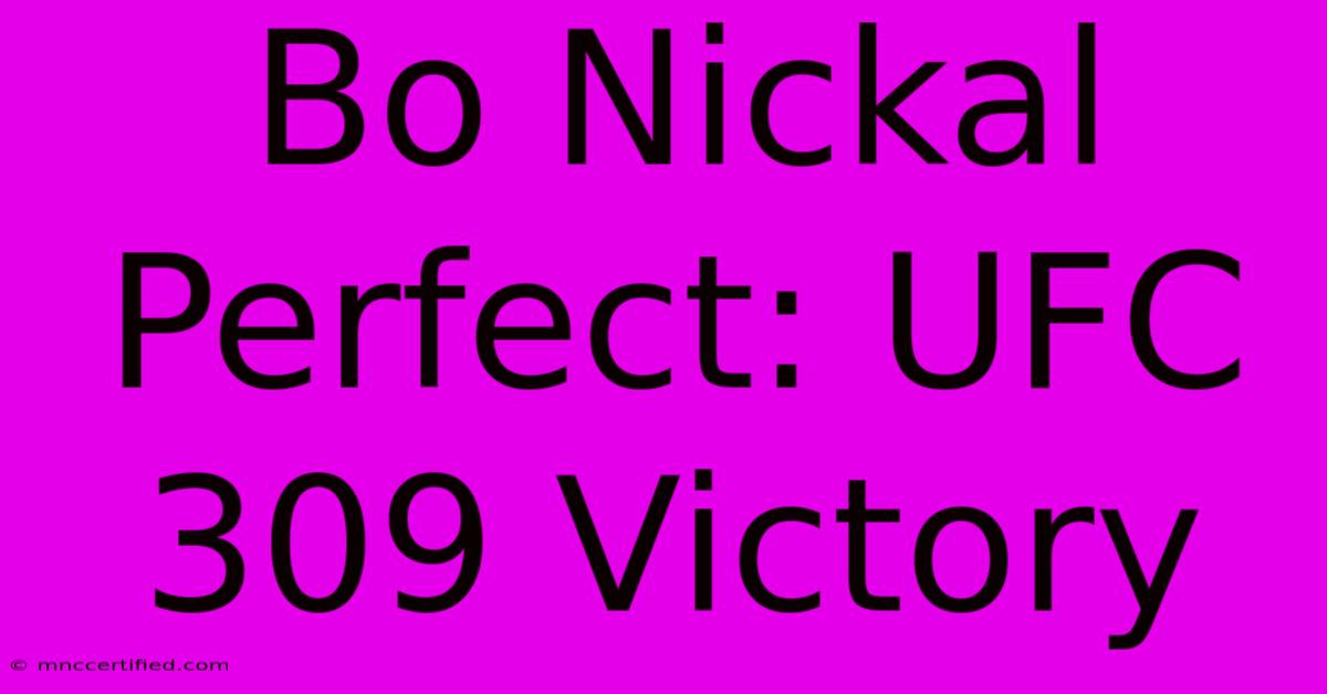 Bo Nickal Perfect: UFC 309 Victory